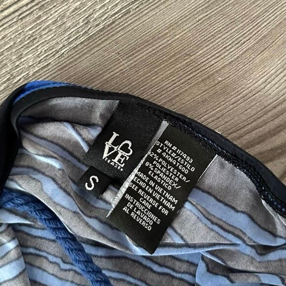 love tease blue black striped beaded tank top - Picture 4 of 4